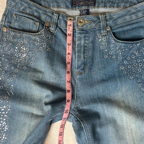 Baccini‎ Women's Blue Sequin Denim Bootcut Jeans Size 8 - Picture 6 of 7